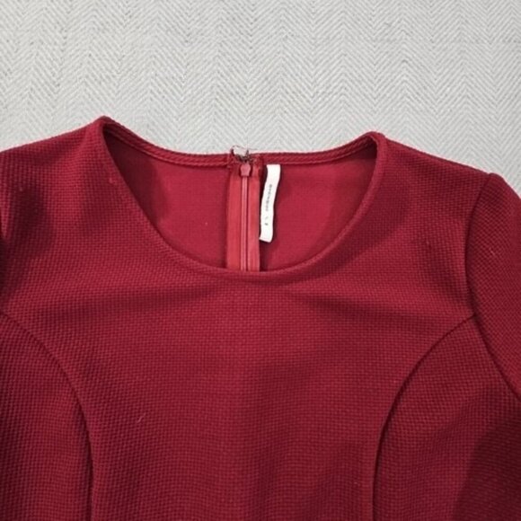 Sheinside Maroon & Black Bodycon Faux Wrap Dress Women's Medium Stretch EUC - Picture 4 of 11